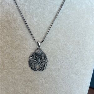 Sterling Silver Oxidized Octopus. With the coolest snake chain I’ve ever seen.